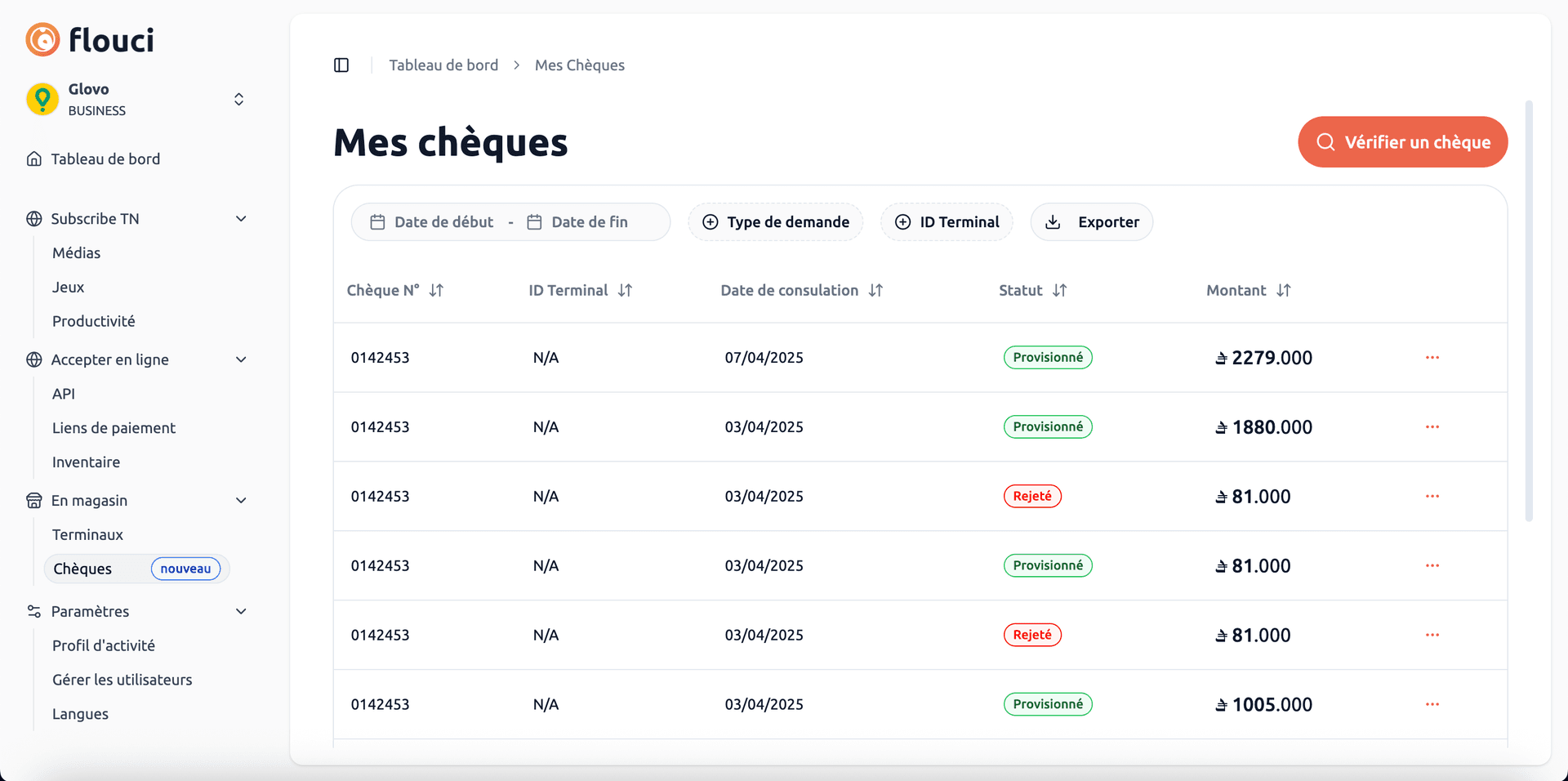 Checks Listing New Feature