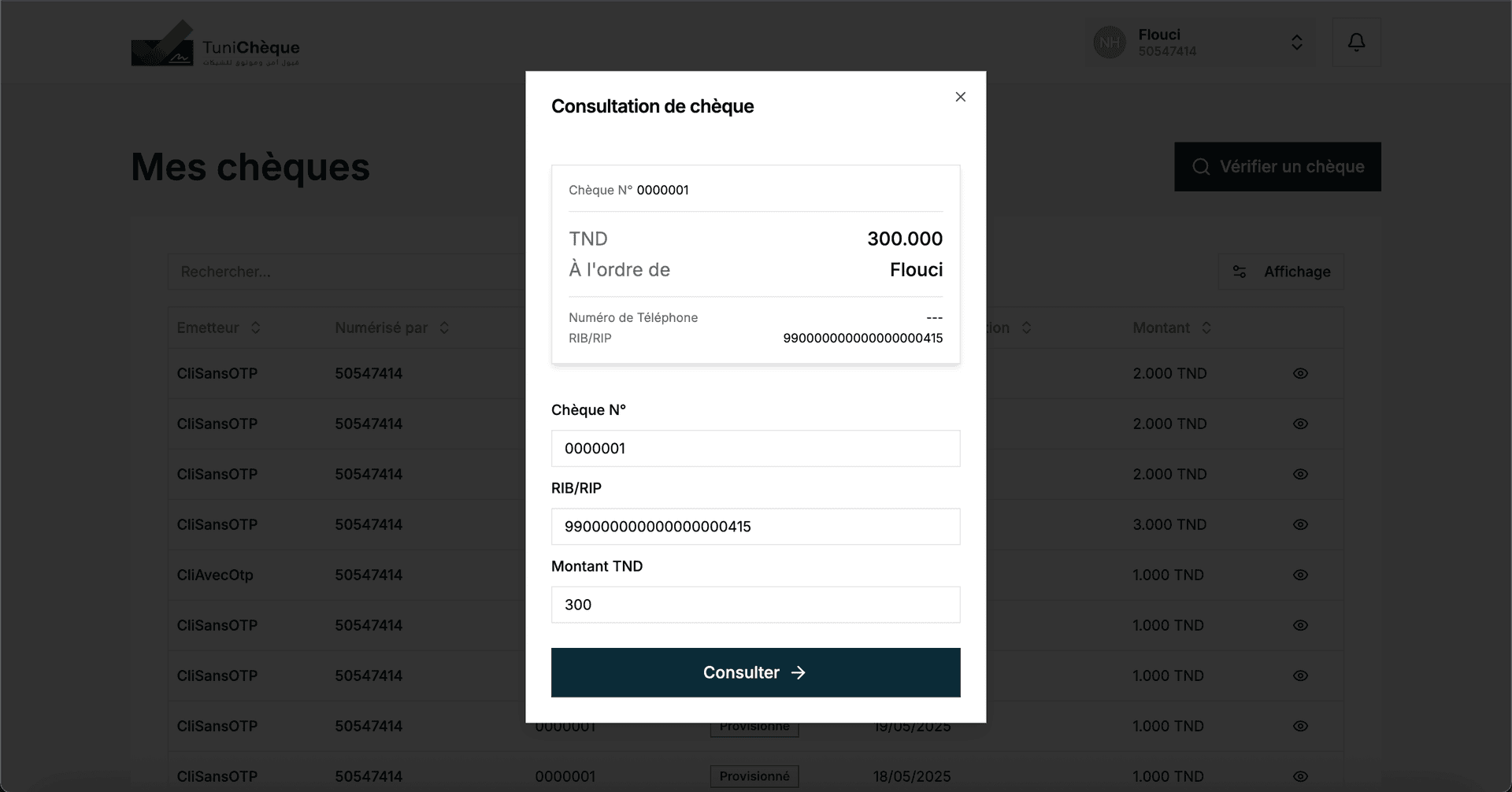 Consult a Check Modal Form